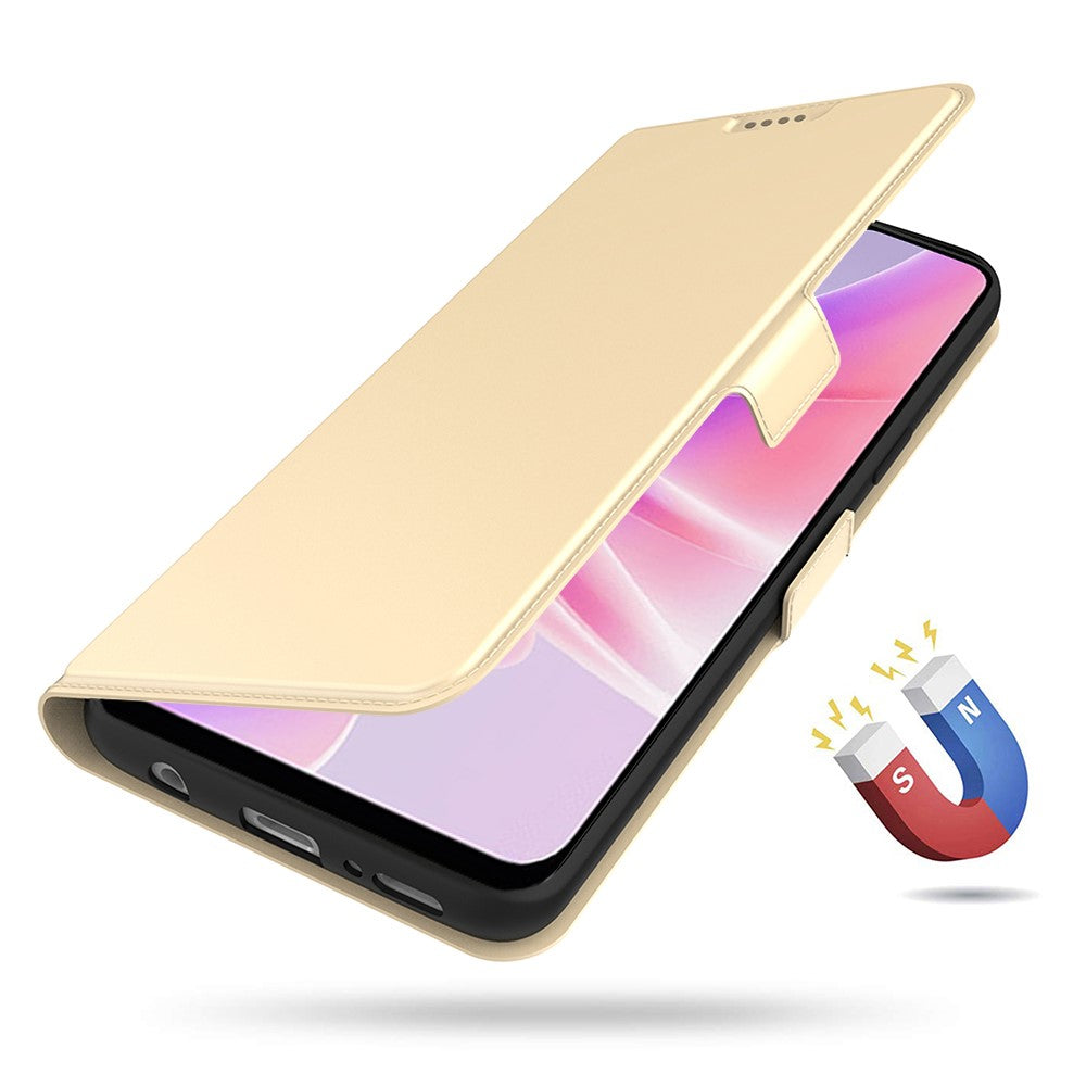 For Oppo Reno14 5G (Global) Case Shockproof TPU Inner Shell Leather Phone Cover Card Slot - Gold