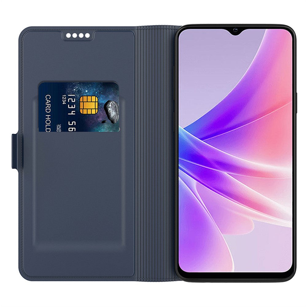 For Oppo Reno14 5G (Global) Case Shockproof TPU Inner Shell Leather Phone Cover Card Slot - Blue