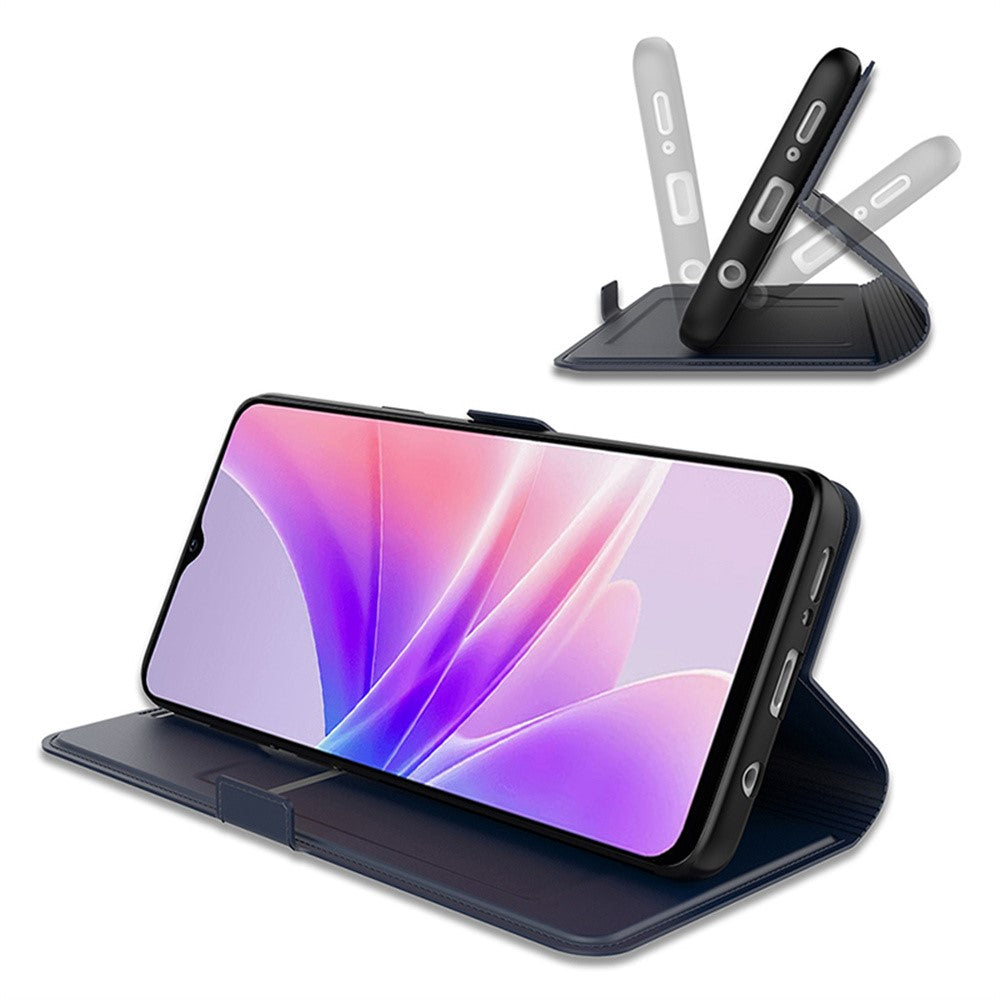 For Oppo Reno14 5G (Global) Case Shockproof TPU Inner Shell Leather Phone Cover Card Slot - Blue