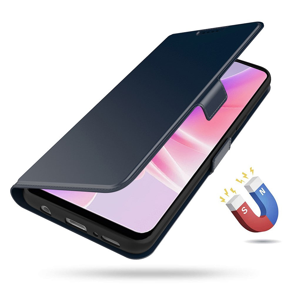 For Oppo Reno14 5G (Global) Case Shockproof TPU Inner Shell Leather Phone Cover Card Slot - Blue