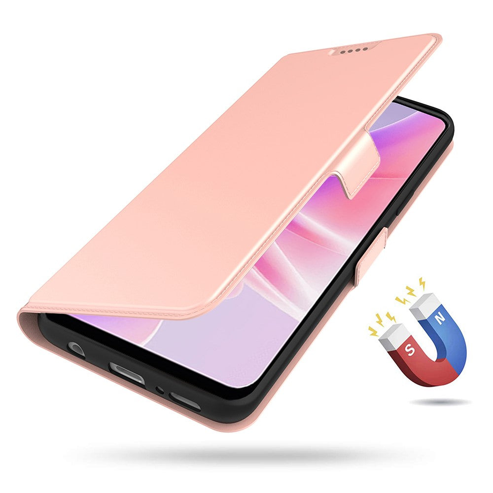 For Oppo Reno14 5G (Global) Case Shockproof TPU Inner Shell Leather Phone Cover Card Slot - Rose Gold