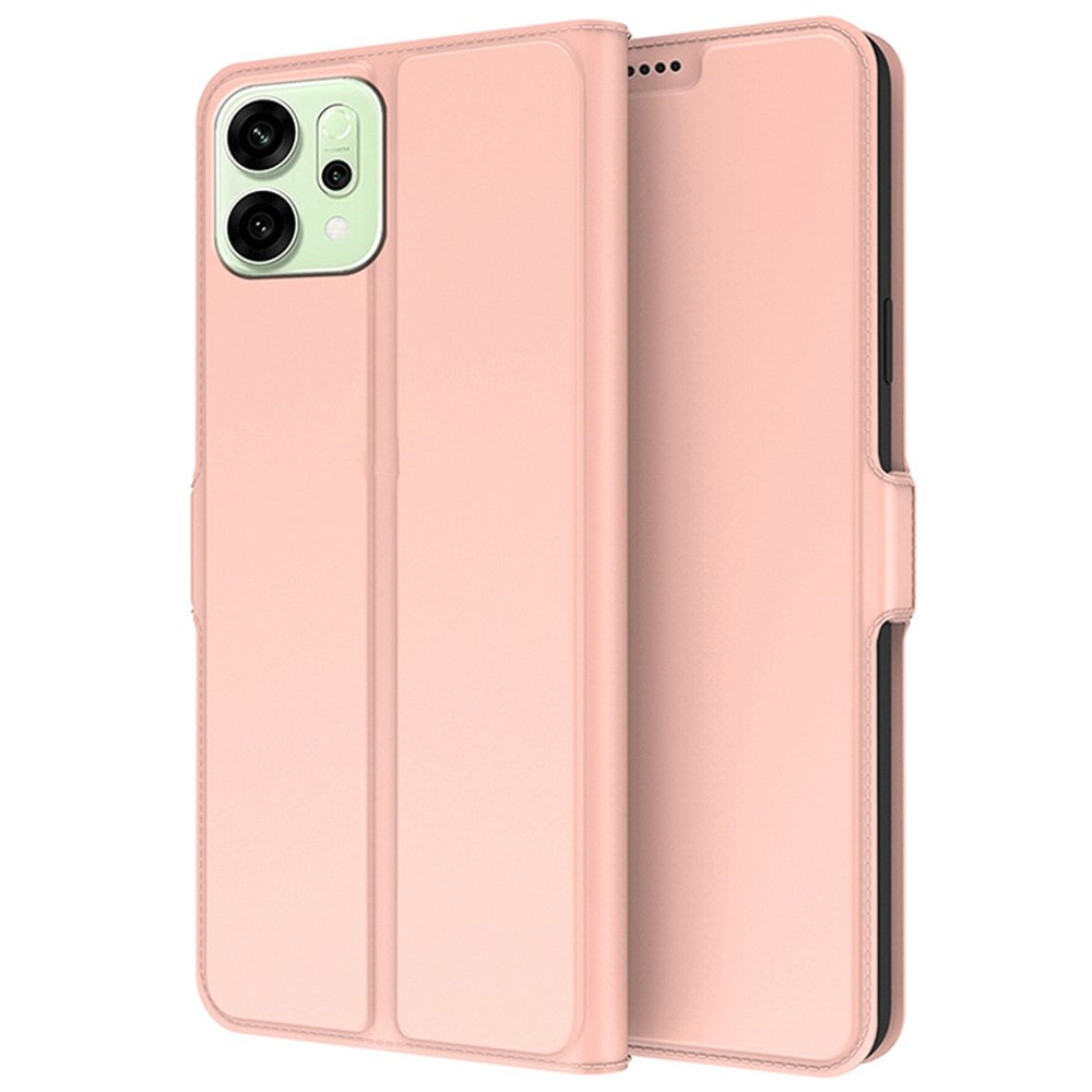 For Oppo Reno14 Pro 5G (Global) Case Shockproof TPU Inner Shell Leather Phone Cover Card Slot - Rose Gold