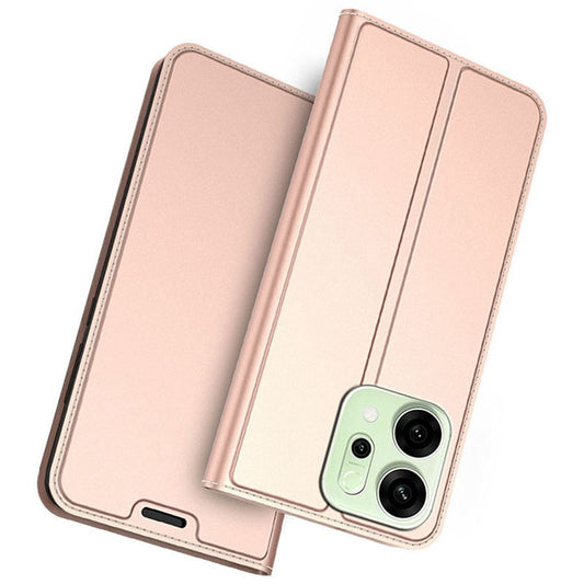 For Oppo Reno14 5G (Global) Case PU Leather Phone Cover with Card Holder Stand - Rose Gold