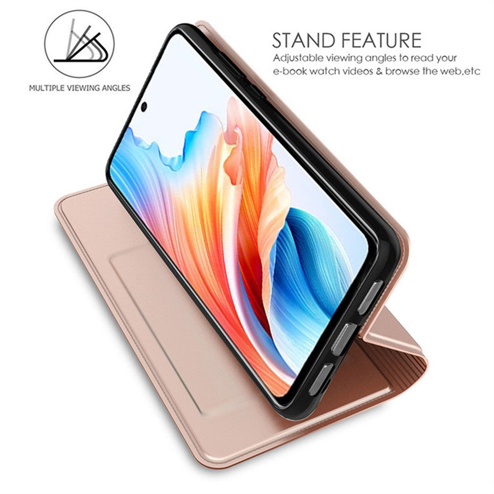 For Oppo Reno14 5G (Global) Case PU Leather Phone Cover with Card Holder Stand - Rose Gold