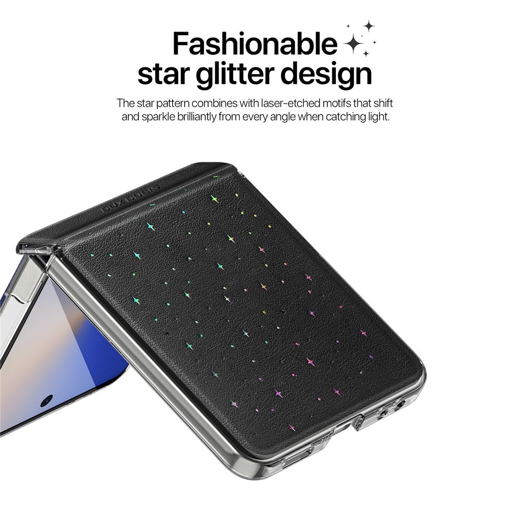 DUX DUCIS STEX Series For Samsung Galaxy Z Flip7 5G Case Star Pattern PU Leather + PC Phone Cover