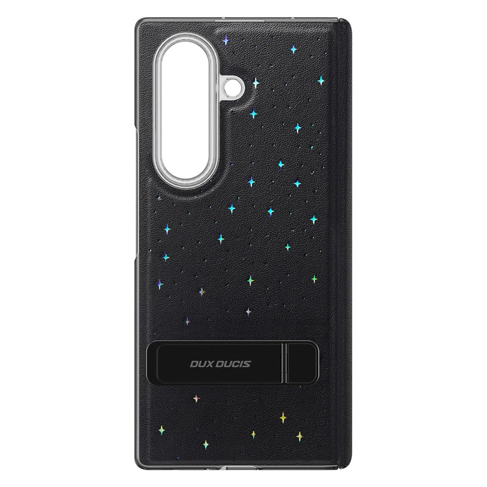 DUX DUCIS STEX Series For Samsung Galaxy Z Fold7 5G Case Kickstand Star Pattern PU Leather Back Cover with Tempered Glass Film