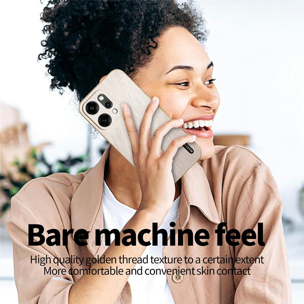 KADEM For Oppo Reno14 Pro 5G (Global) Case Electroplating Silk Texture PU + TPU Phone Back Cover - Gold