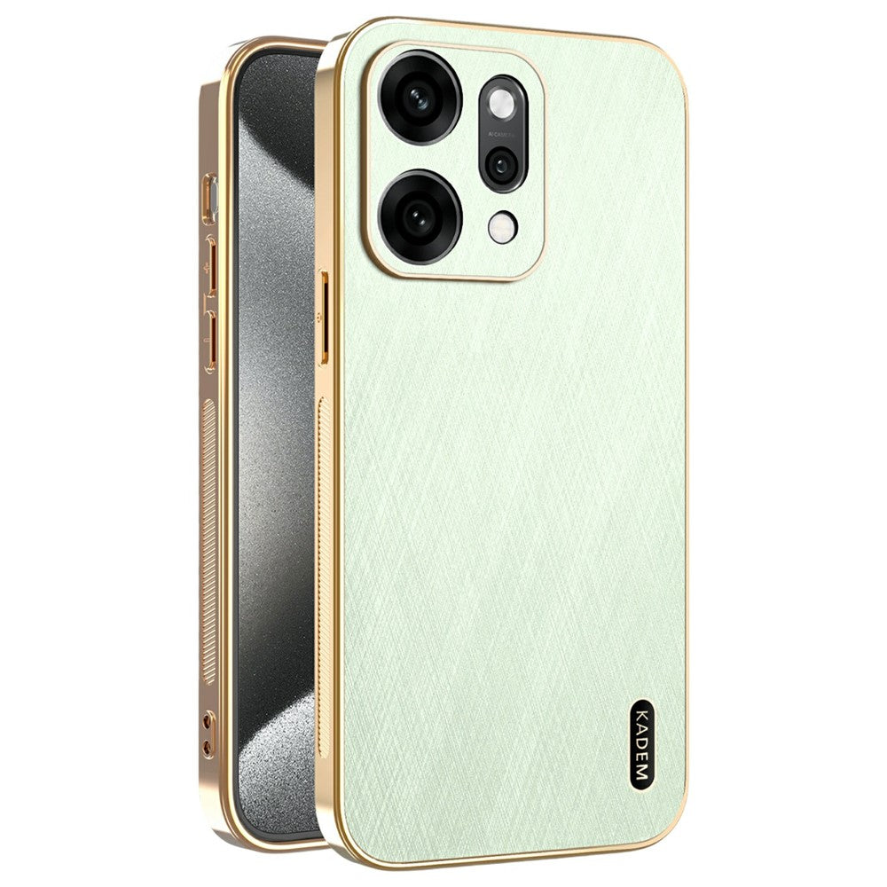 KADEM For Oppo Reno14 5G (Global) Case Electroplating Silk Texture PU + TPU Phone Back Cover - Green