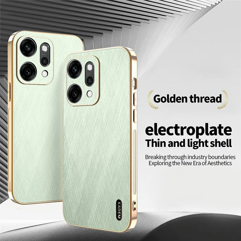 KADEM For Oppo Reno14 5G (Global) Case Electroplating Silk Texture PU + TPU Phone Back Cover - Green