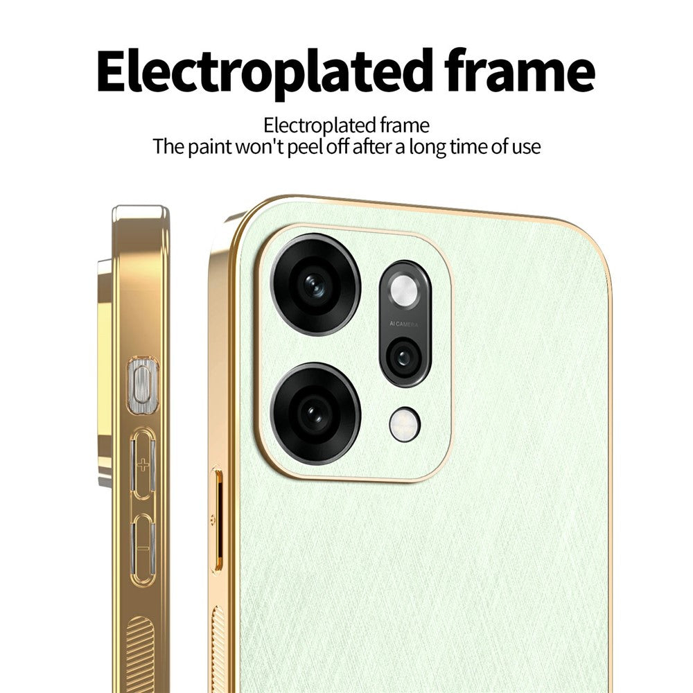 KADEM For Oppo Reno14 5G (Global) Case Electroplating Silk Texture PU + TPU Phone Back Cover - Green