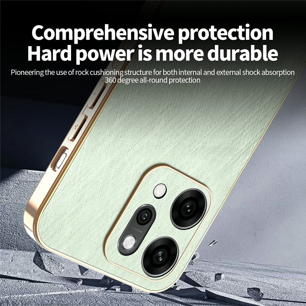 KADEM For Oppo Reno14 5G (Global) Case Electroplating Silk Texture PU + TPU Phone Back Cover - Green
