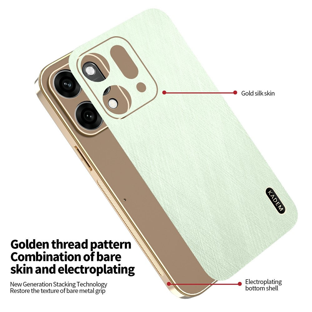KADEM For Oppo Reno14 5G (Global) Case Electroplating Silk Texture PU + TPU Phone Back Cover - Green