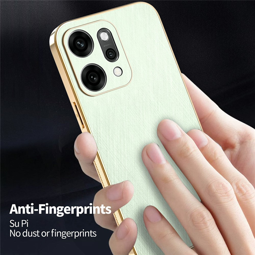 KADEM For Oppo Reno14 5G (Global) Case Electroplating Silk Texture PU + TPU Phone Back Cover - Green