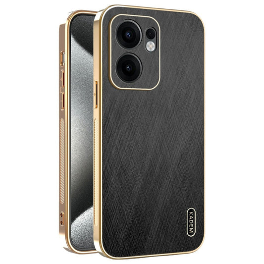 KADEM For Oppo Reno13 F 4G / 5G Case Electroplating Silk Texture PU + TPU Phone Back Cover - Black