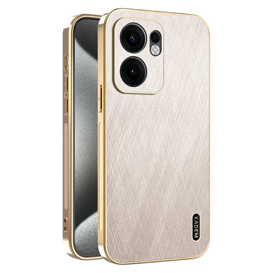 KADEM For Oppo Reno13 F 4G / 5G Case Electroplating Silk Texture PU + TPU Phone Back Cover - Gold
