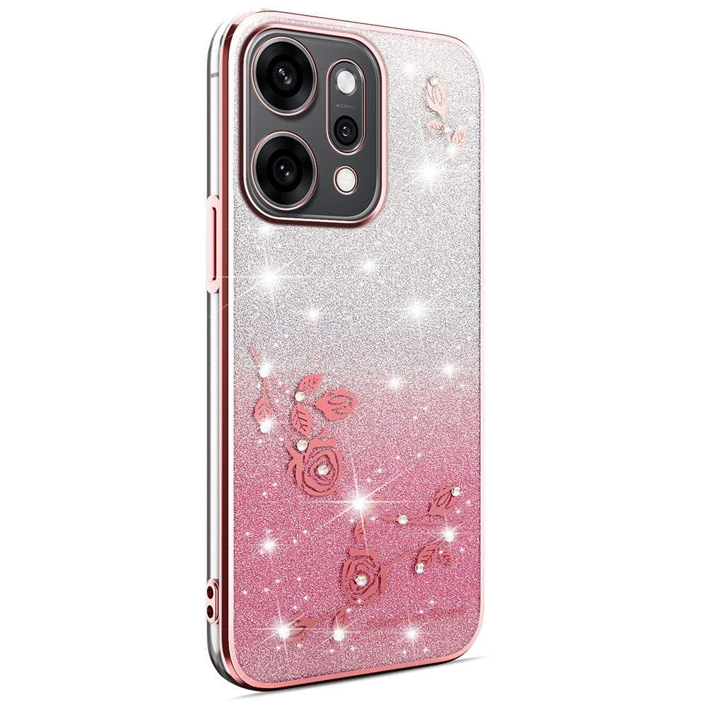 KADEM For Oppo Reno14 Pro 5G (Global) Case Flower TPU Flexible Gradient Phone Cover - Rose Gold