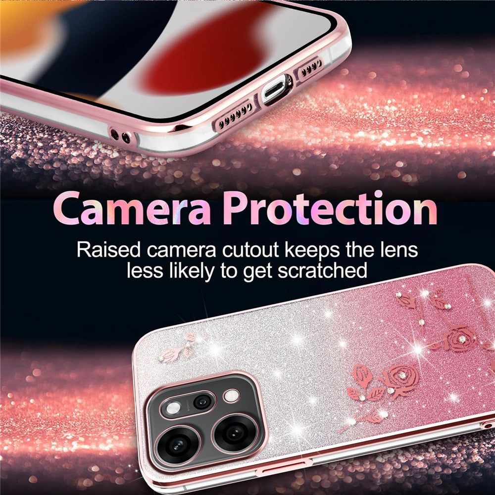 KADEM For Oppo Reno14 Pro 5G (Global) Case Flower TPU Flexible Gradient Phone Cover - Rose Gold