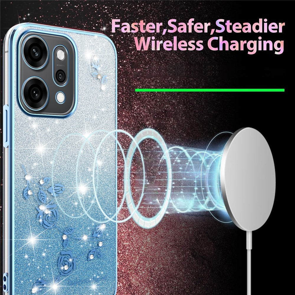 KADEM For Oppo Reno14 Pro 5G (Global) Case Flower TPU Flexible Gradient Phone Cover - Blue