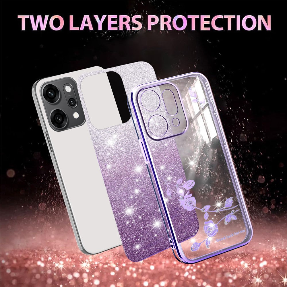 KADEM For Oppo Reno14 Pro 5G (Global) Case Flower TPU Flexible Gradient Phone Cover - Purple