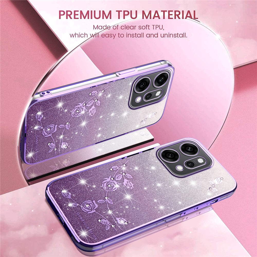 KADEM For Oppo Reno14 Pro 5G (Global) Case Flower TPU Flexible Gradient Phone Cover - Purple