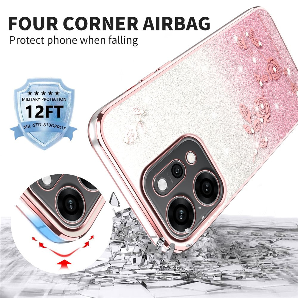 KADEM For Oppo Reno14 5G (Global) Case Flower TPU Flexible Gradient Phone Cover - Rose Gold