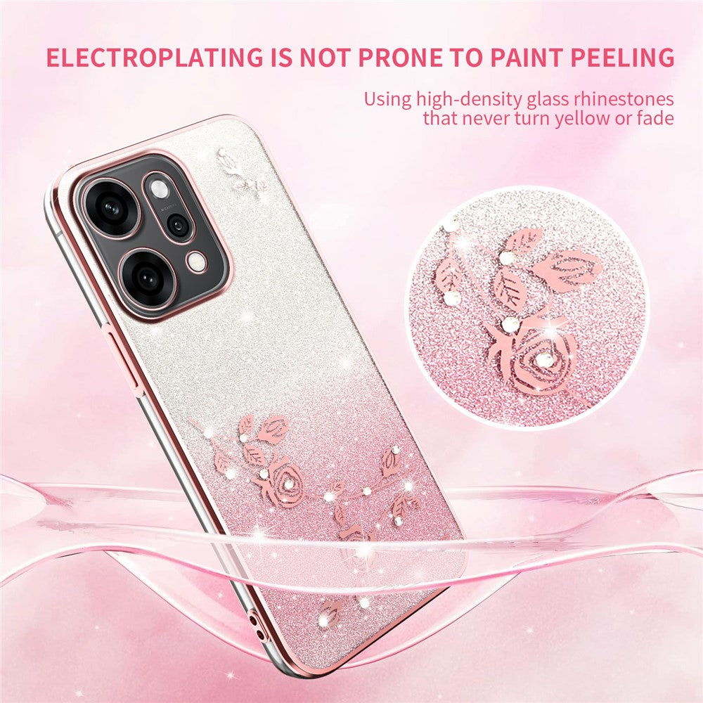 KADEM For Oppo Reno14 5G (Global) Case Flower TPU Flexible Gradient Phone Cover - Rose Gold