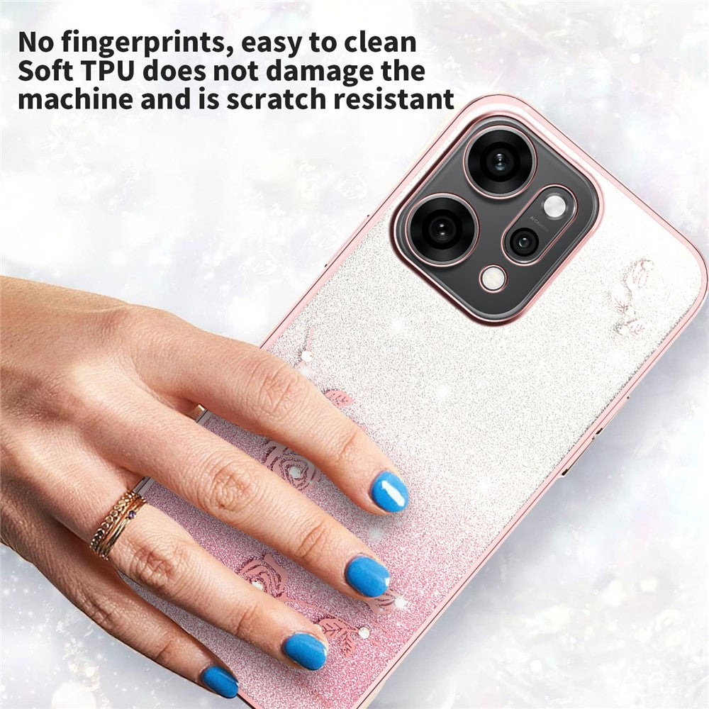 KADEM For Oppo Reno14 5G (Global) Case Flower TPU Flexible Gradient Phone Cover - Rose Gold