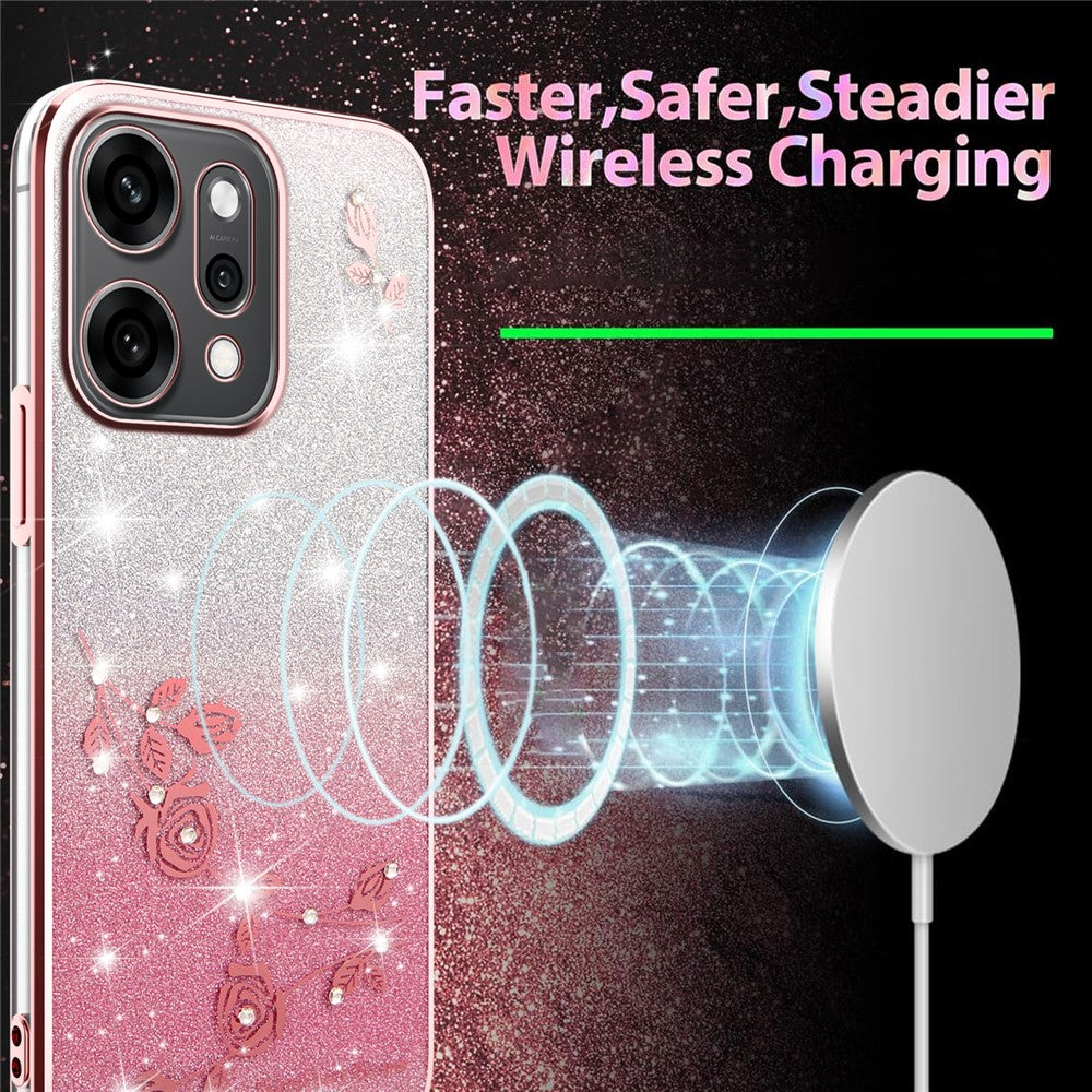 KADEM For Oppo Reno14 5G (Global) Case Flower TPU Flexible Gradient Phone Cover - Rose Gold