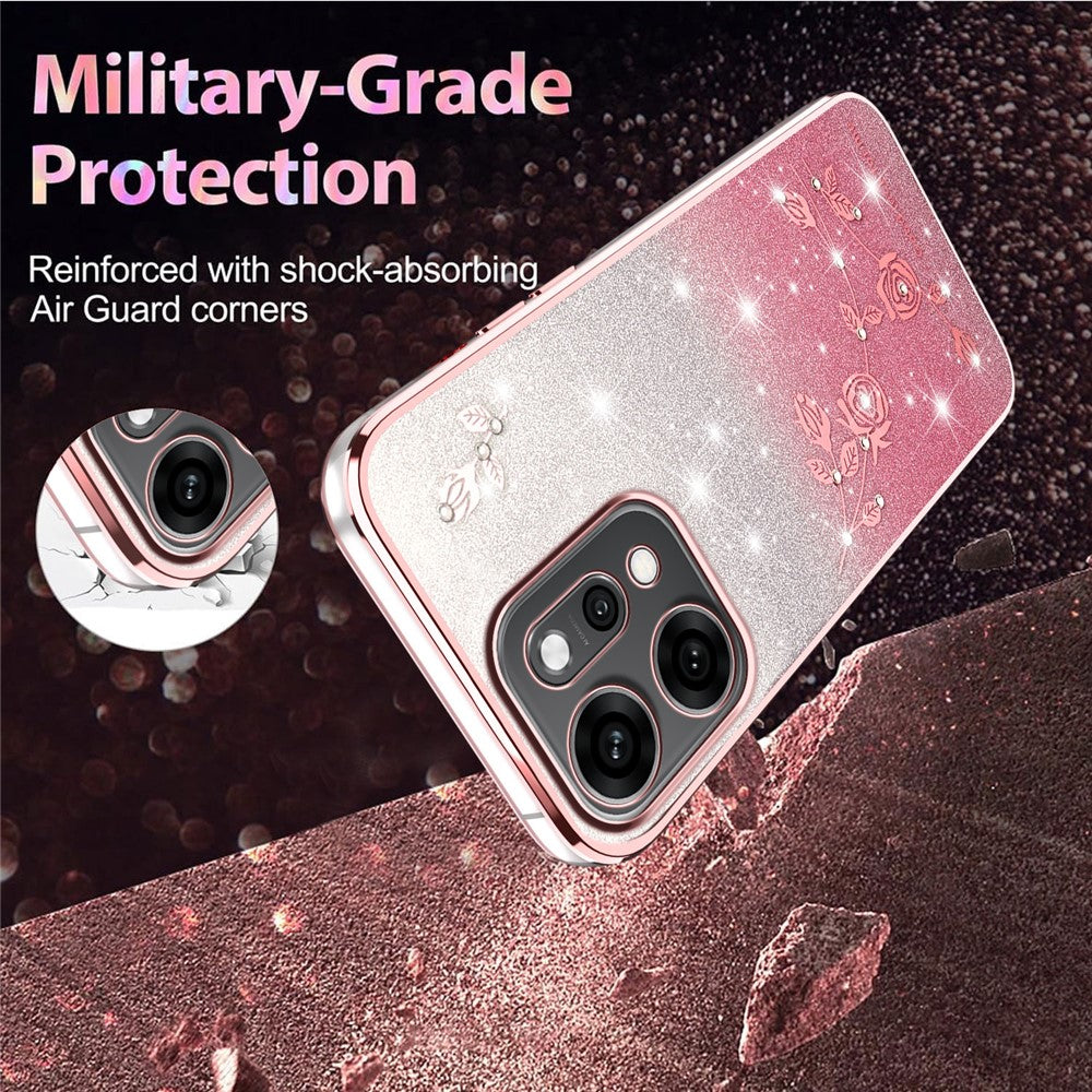 KADEM For Oppo Reno14 5G (Global) Case Flower TPU Flexible Gradient Phone Cover - Rose Gold
