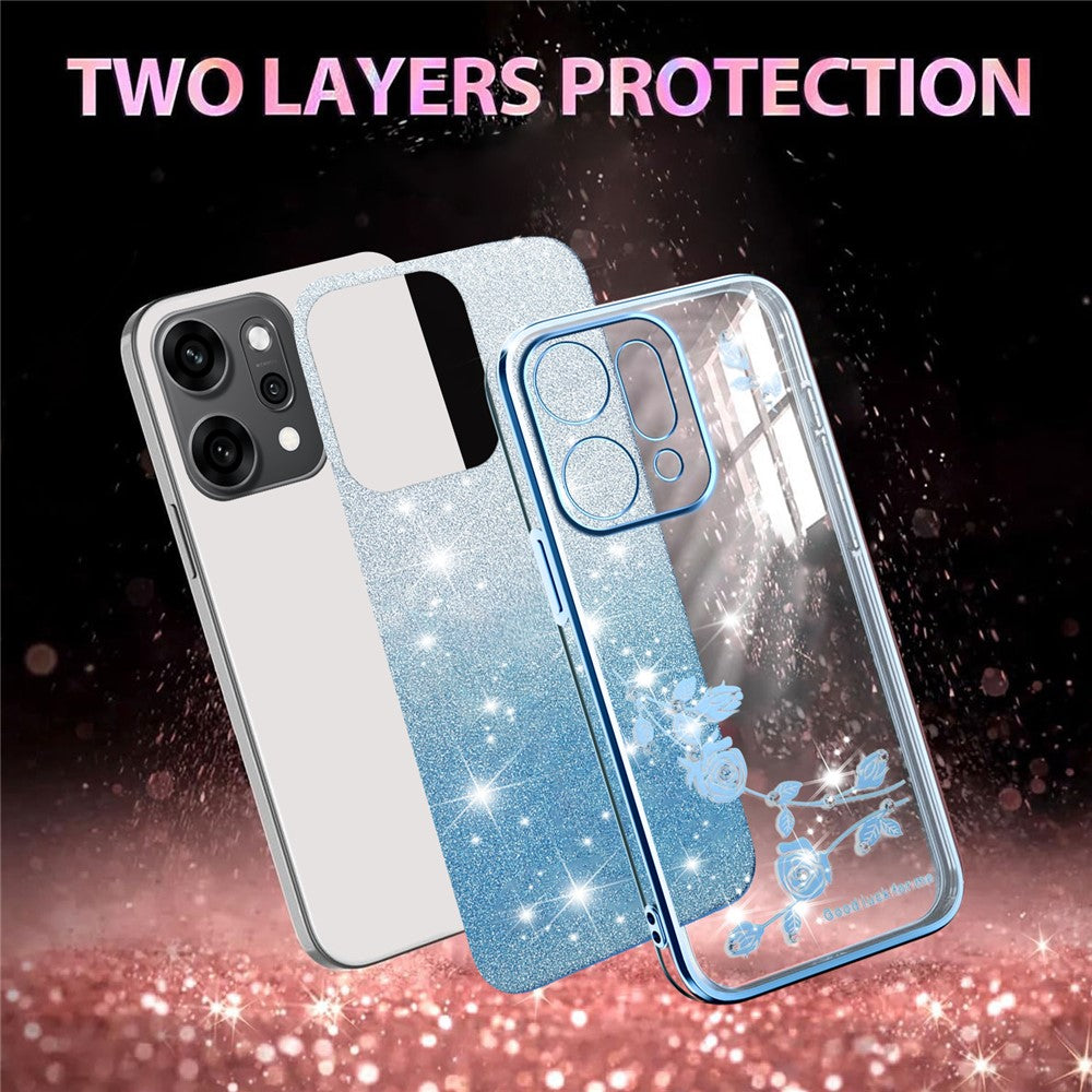 KADEM For Oppo Reno14 5G (Global) Case Flower TPU Flexible Gradient Phone Cover - Blue