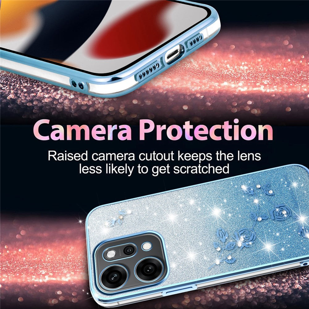KADEM For Oppo Reno14 5G (Global) Case Flower TPU Flexible Gradient Phone Cover - Blue