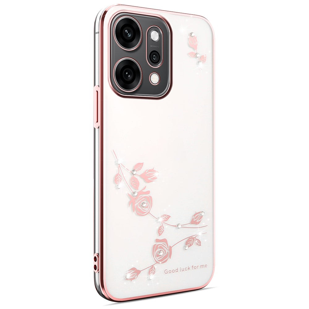 KADEM For Oppo Reno14 5G (Global) Case Flower Rhinestone Decor TPU Phone Cover - Rose Gold