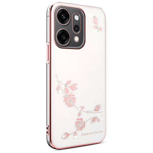 KADEM For Oppo Reno14 Pro 5G (Global) Case Flower Rhinestone Decor TPU Phone Cover - Rose Gold