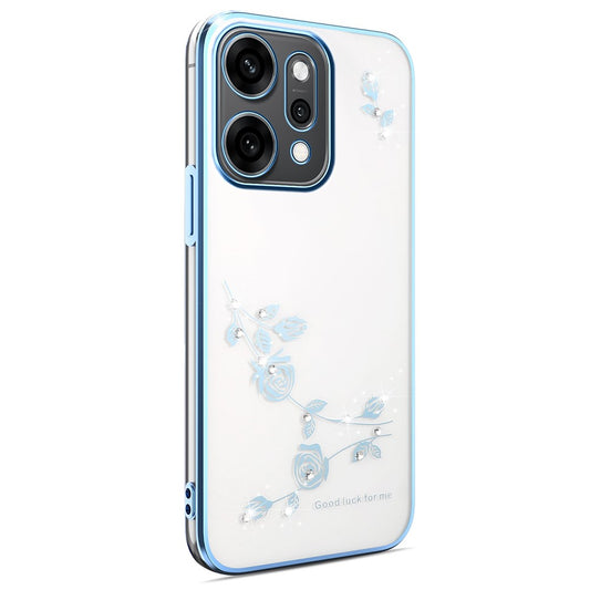 KADEM For Oppo Reno14 Pro 5G (Global) Case Flower Rhinestone Decor TPU Phone Cover - Blue
