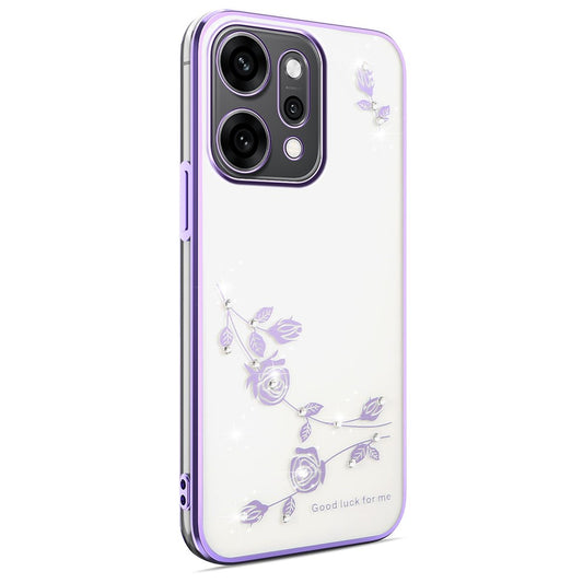 KADEM For Oppo Reno14 Pro 5G (Global) Case Flower Rhinestone Decor TPU Phone Cover - Purple