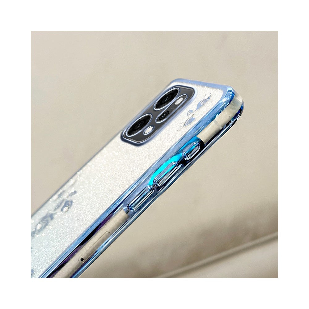 KADEM For Oppo Reno14 5G (Global) Case Flower Pattern TPU Gradient Phone Cover with Lanyards - Blue