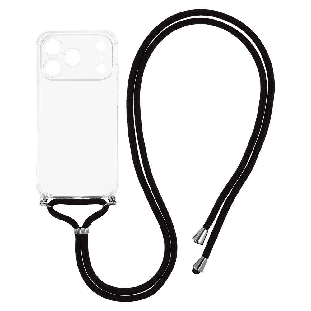 For iPhone 17 Pro Max Case Reinforced Corner TPU Clear Phone Cover with Lanyard