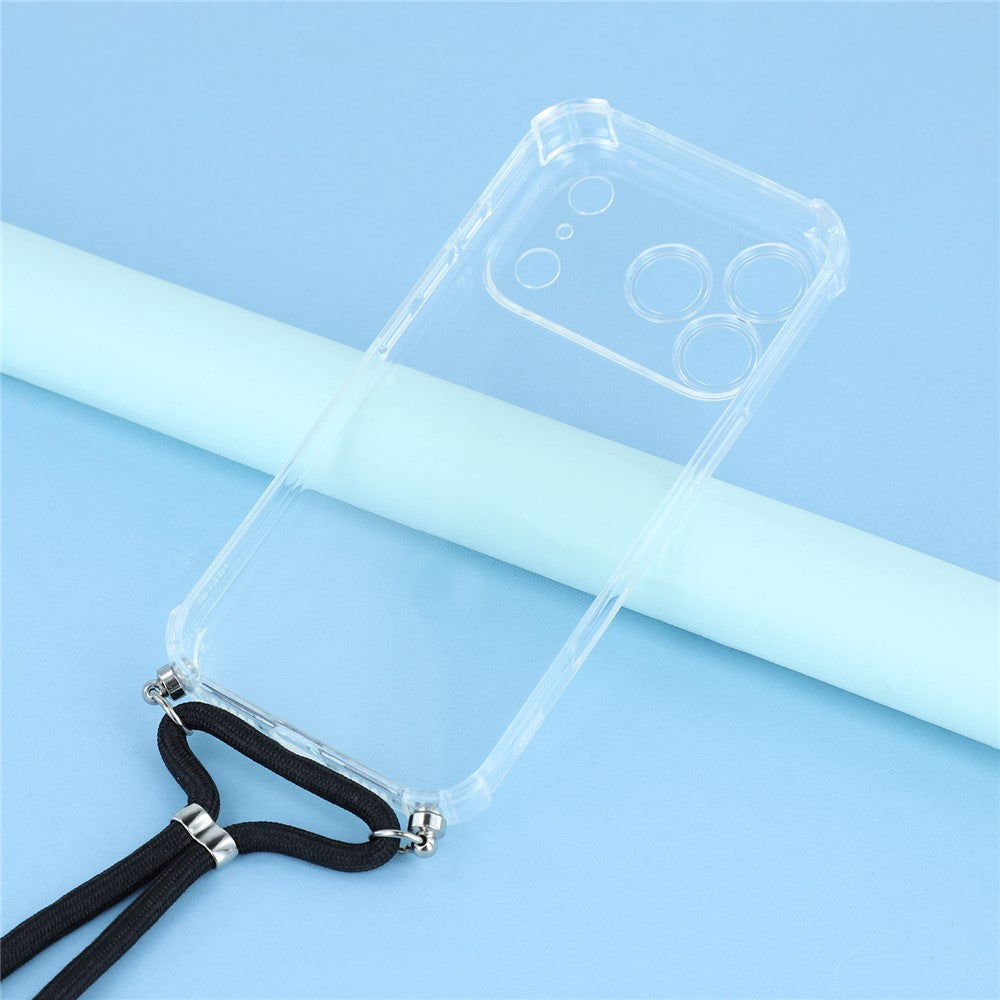 For iPhone 17 Pro Max Case Reinforced Corner TPU Clear Phone Cover with Lanyard