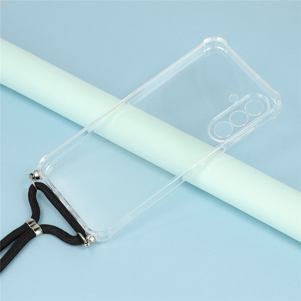 For Samsung Galaxy A17 5G Case Reinforced Corner TPU Clear Phone Cover with Lanyard