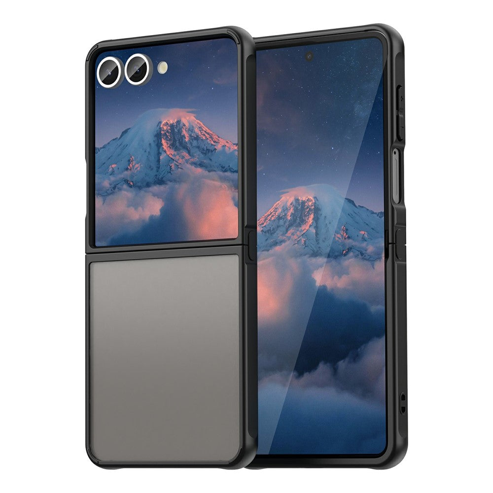 For Samsung Galaxy Z Flip7 5G Case Drop Proof Airbags Frosted Translucent PC + TPU Phone Back Cover - Black