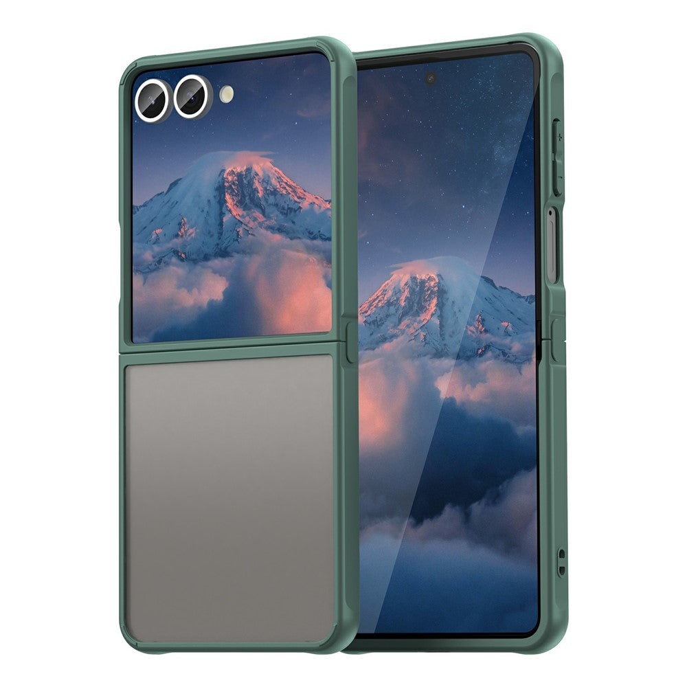 For Samsung Galaxy Z Flip7 5G Case Drop Proof Airbags Frosted Translucent PC + TPU Phone Back Cover - Green