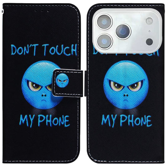 For iPhone 17 Pro Max Wallet Case Pattern Print Leather Phone Cover - Don't Touch My Phone