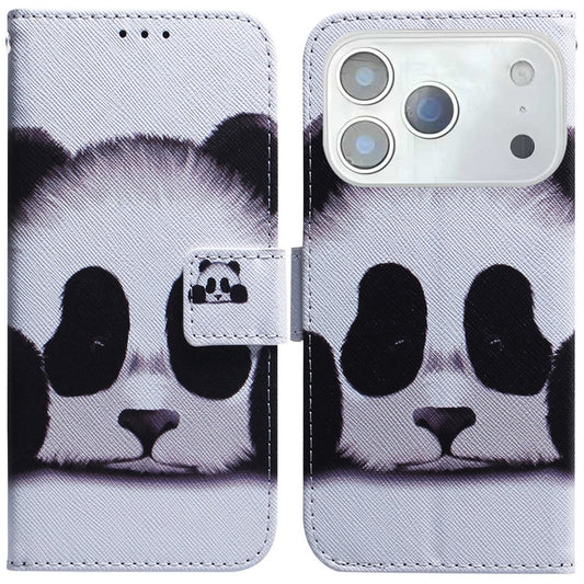 For iPhone 17 Pro Max Wallet Case Pattern Print Leather Phone Cover - Panda