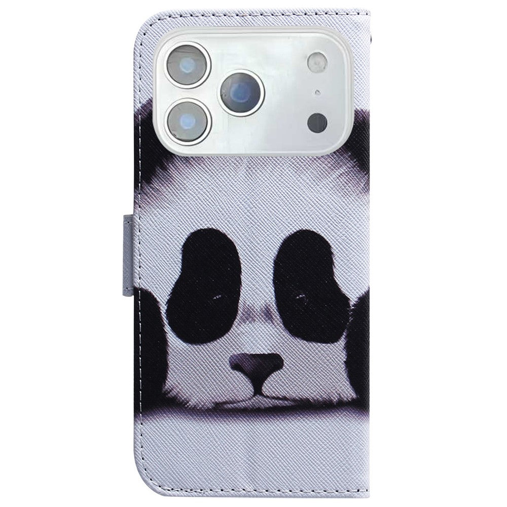 For iPhone 17 Pro Max Wallet Case Pattern Print Leather Phone Cover - Panda