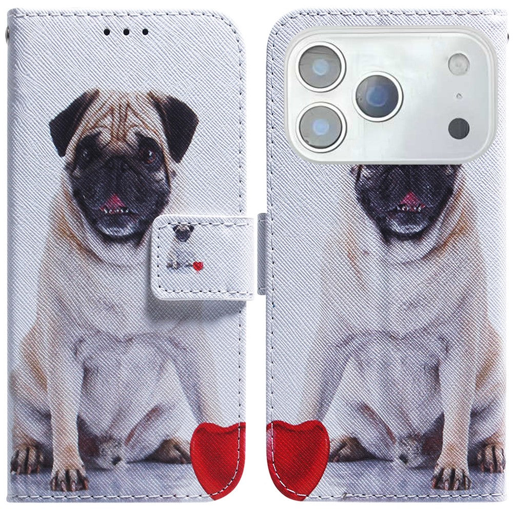For iPhone 17 Pro Max Wallet Case Pattern Print Leather Phone Cover - Dog