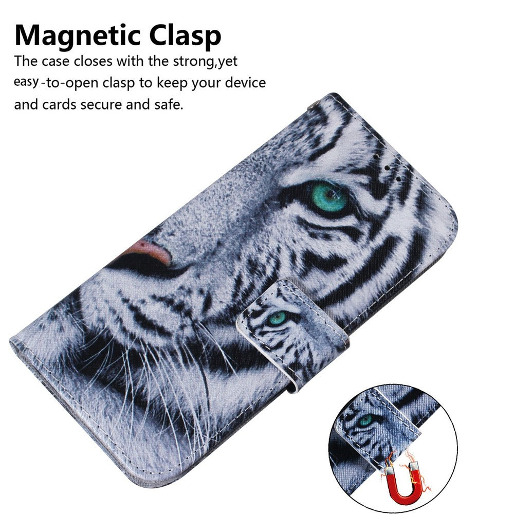 For iPhone 17 Pro Max Wallet Case Pattern Print Leather Phone Cover - Tiger