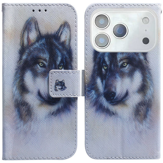 For iPhone 17 Pro Max Wallet Case Pattern Print Leather Phone Cover - Wolf