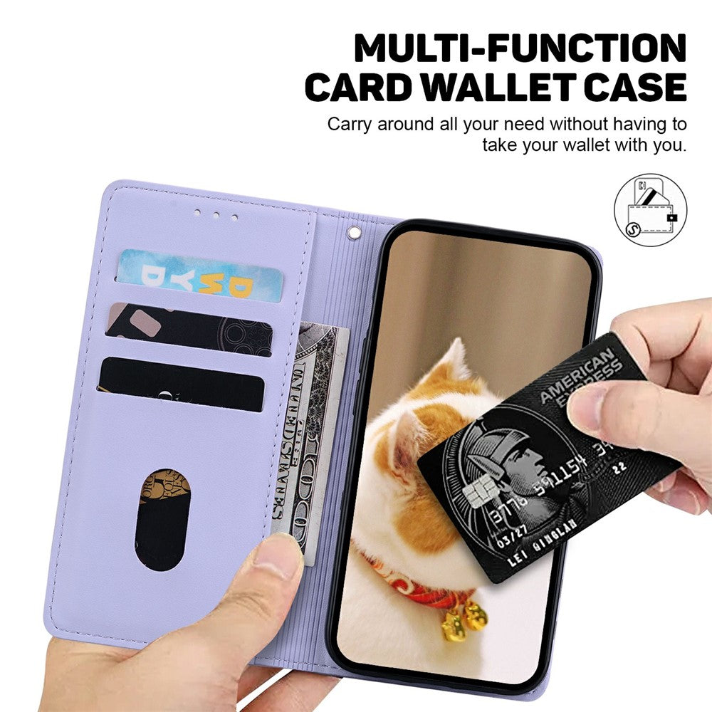 For iPhone 17 Pro Max Case RFID Blocking Kitten Pattern TPU + PU Leather Phone Cover with Wrist Strap - Purple