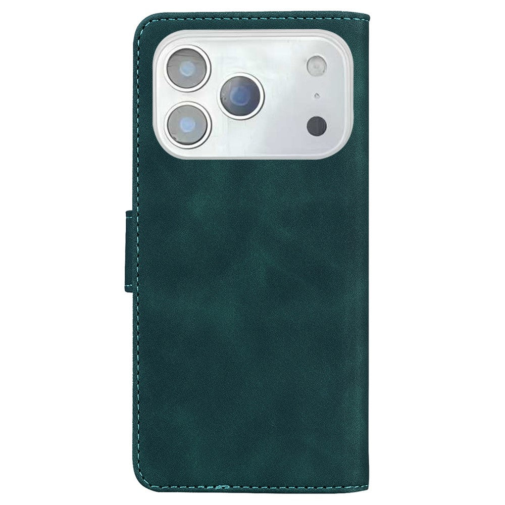 For iPhone 17 Pro Max Stand Case PU Leather Phone Cover Butterfly Printed - Green