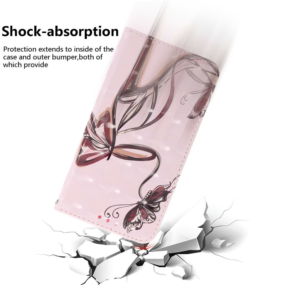 For iPhone 17 Pro Max Case Pattern Printing Leather Wallet Phone Cover with Wrist Strap - Butterfly High Heels